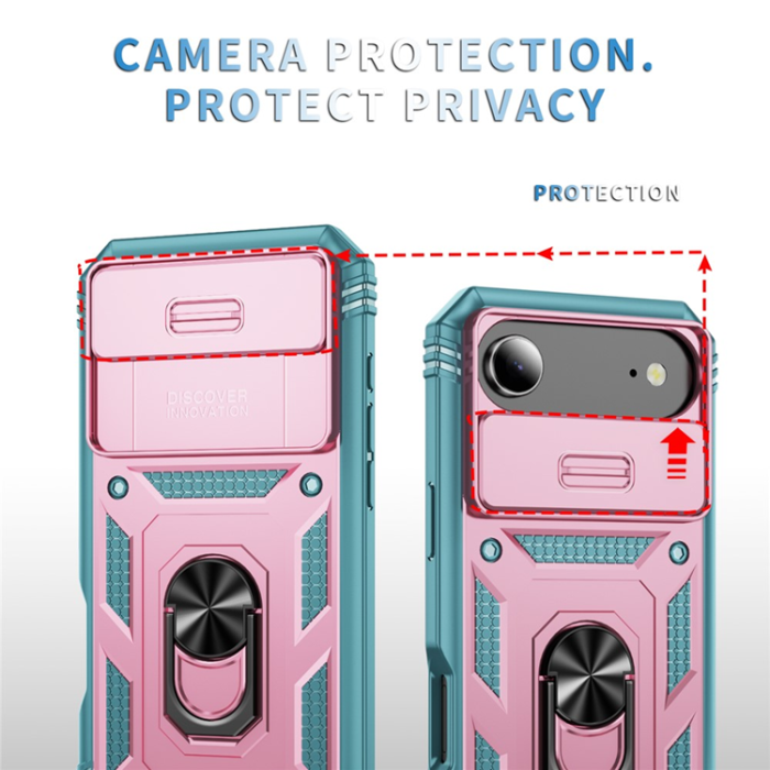 A-One Brand - iPhone Air Mobilskal Slide Camshield Kickstand - Rosa/Grön