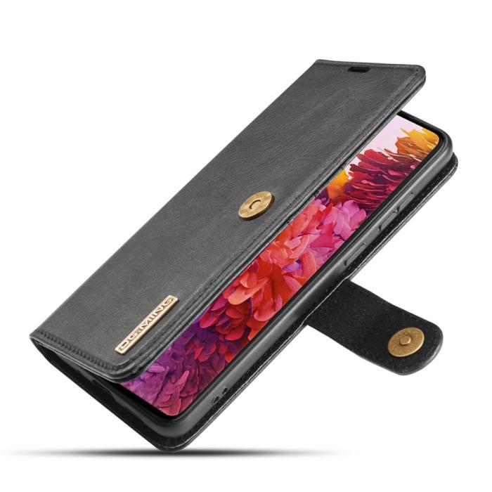 DG.MING - DG.MING Detachable Äkta Läder Plånboksfodral Samsung Galaxy S20 FE - Svart