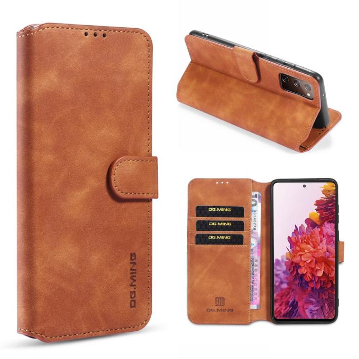 DG.MING - DG.MING Retro Läder Plånboksfodral Galaxy S20 FE - Brun