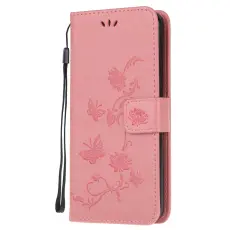 OEM - Imprint Butterfly Läder Plånboksfodral Galaxy S20 FE - Rosa