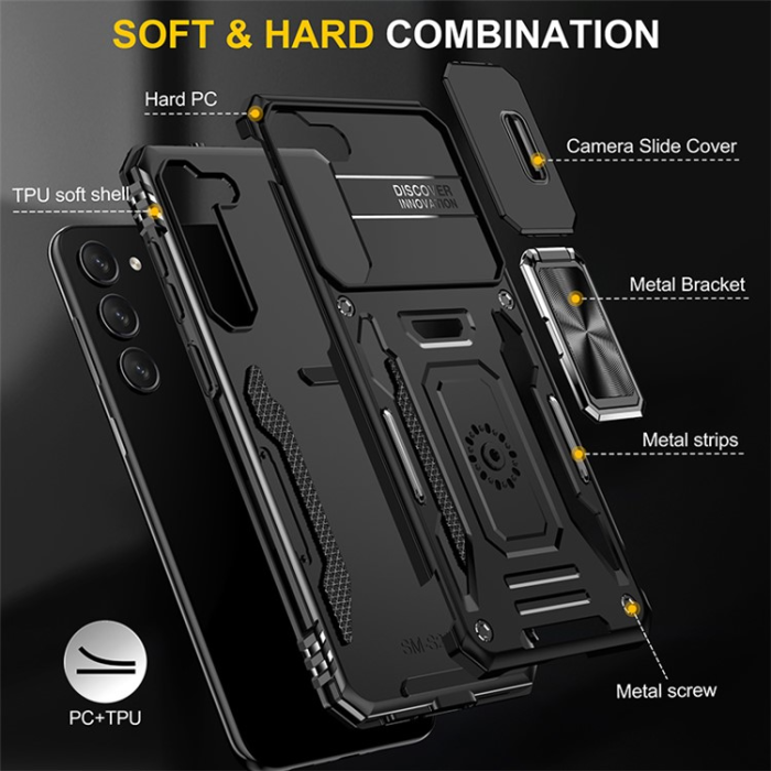 OEM - Galaxy S23 Plus Mobilskal Ringhållare Armor - Svart