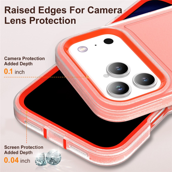A-One Brand - iPhone 17 Pro Max Mobilskal Kickstand Silikon - Transparent/Orange