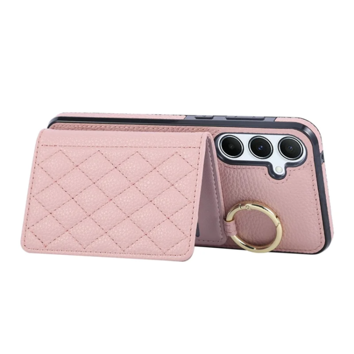 A-One Brand - Galaxy A17 5G/4G Mobilskal Korthållare Kickstand Rhombus - Rosa