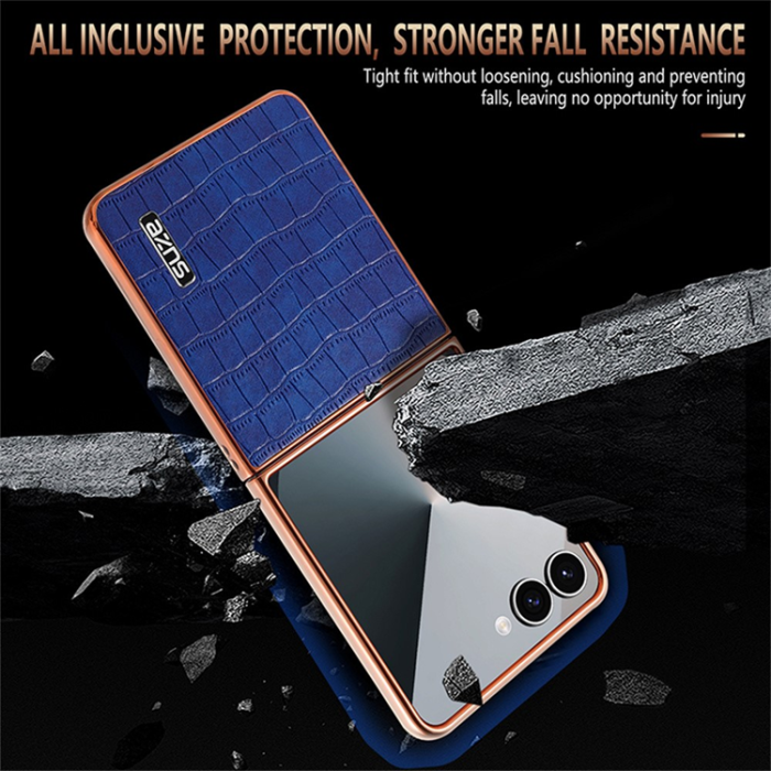 AZNS - AZNS Galaxy Z Flip 7 Mobilskal Crocodile Texture - Vit