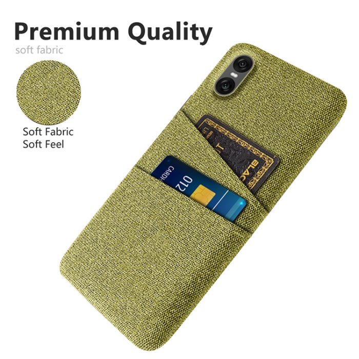 A-One Brand - Sony Xperia 10 VII Mobilskal med Dual Kortfack Tyg + PC - Gul
