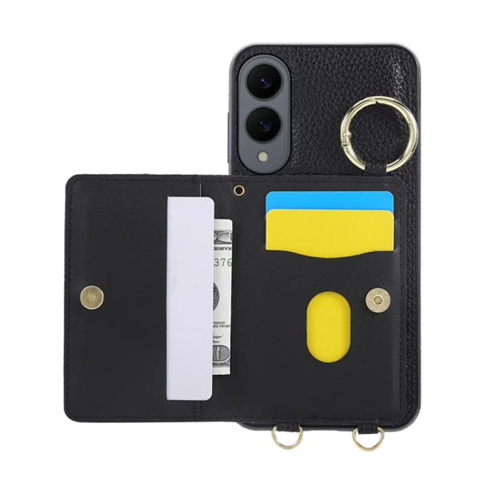 A-One Brand - Galaxy S25 Edge Mobilskal Korthållare Kickstand Rhombus - Svart