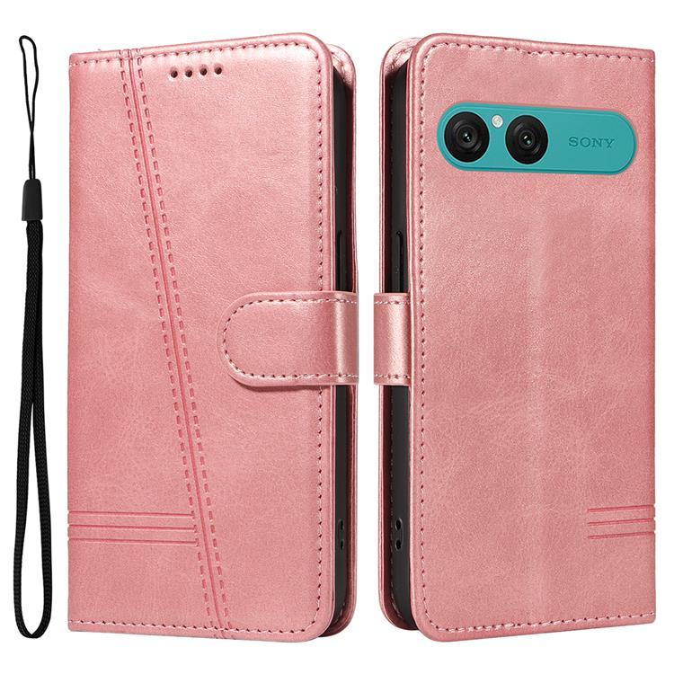 Sony Xperia 10 VII Plånboksfodral T Shape Lines - Roséguld | 2353 | AlltMobil