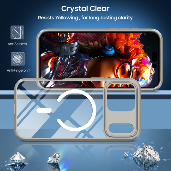 A-One Brand - iPhone 17 Pro Max Mobilskal MagSafe TPU + PC Clear - Titan Grå