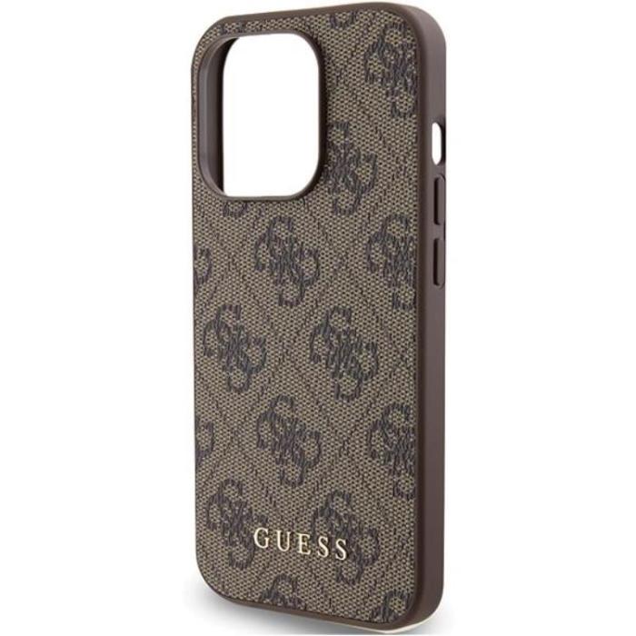 Guess - Guess iPhone 15 Pro Mobilskal Metall Gold Logo - Brun