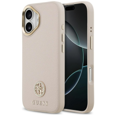Guess - Guess iPhone 17 Mobilskal Magsafe Grained Strass Logo - Rosa