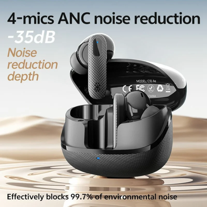 FINGERTIME - FINEBLUE Stereo TWS Trådlösa Bluetooth Hörlurar In-Ear Dual Mic ANC - Vit