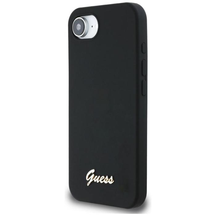 Guess - Guess iPhone 16e Mobilskal MagSafe Silikon Script Metal Logo