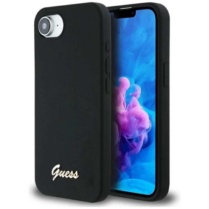 Guess - Guess iPhone 16e Mobilskal MagSafe Silikon Script Metal Logo