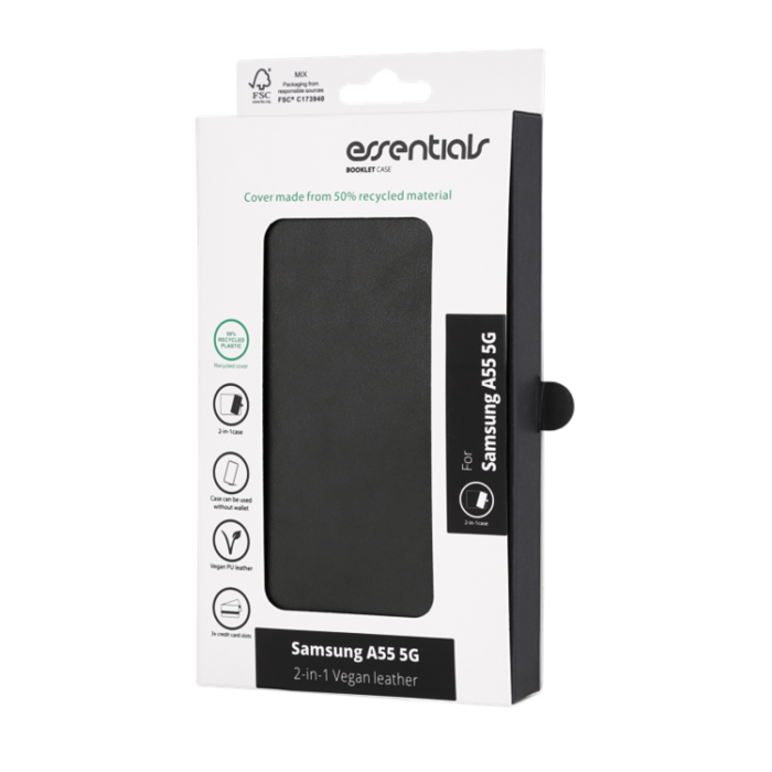 UTGATT1 - Essentials Galaxy A55 5G Plånboksfodral Detachable - Svart
