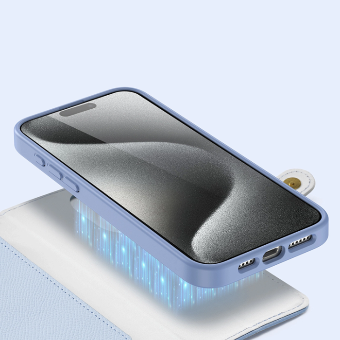 Dux Ducis - Dux Ducis iPhone 15 Pro Plånboksfodral Lawa Läder - Blå