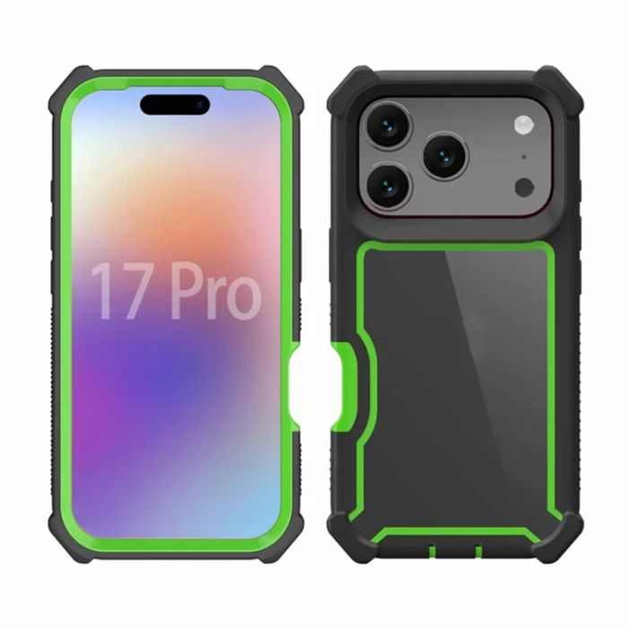 A-One Brand - iPhone 17 Pro Mobilskal TPU + PC Shockproof - Svart/Grön