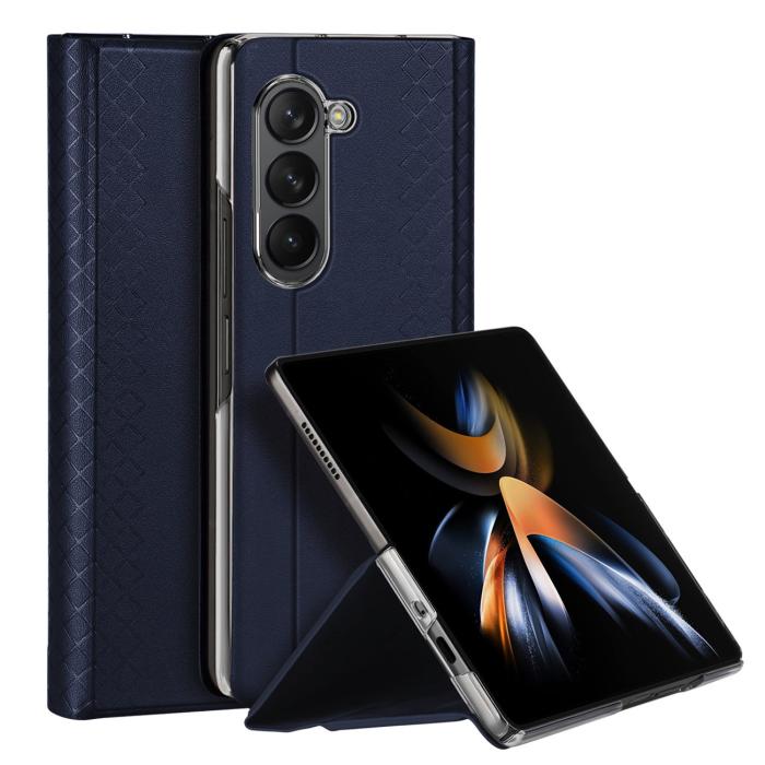 Dux Ducis - Dux Ducis Galaxy Z Fold 5 Plånboksfodral Bril Läder Flip - Blå