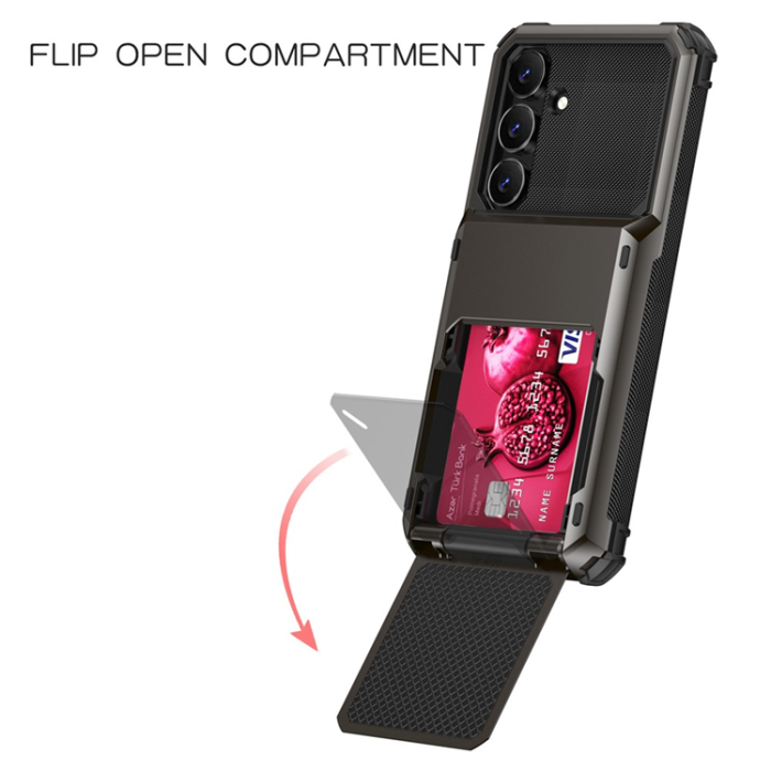 A-One Brand - Galaxy S25 FE Mobilskal Korthållare Dual Layer - Grå