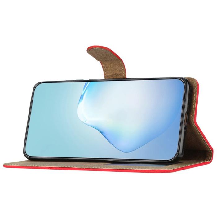 OEM - Crazy Horse Samsung Galaxy A57 Plånboksfodral Konstläder Ställ - Röd