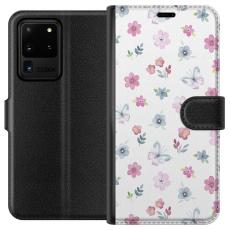 iSecrets - Pl&aring;nboksfodral till Samsung Galaxy S20 Ultra med Blommor och fj&auml;rillar