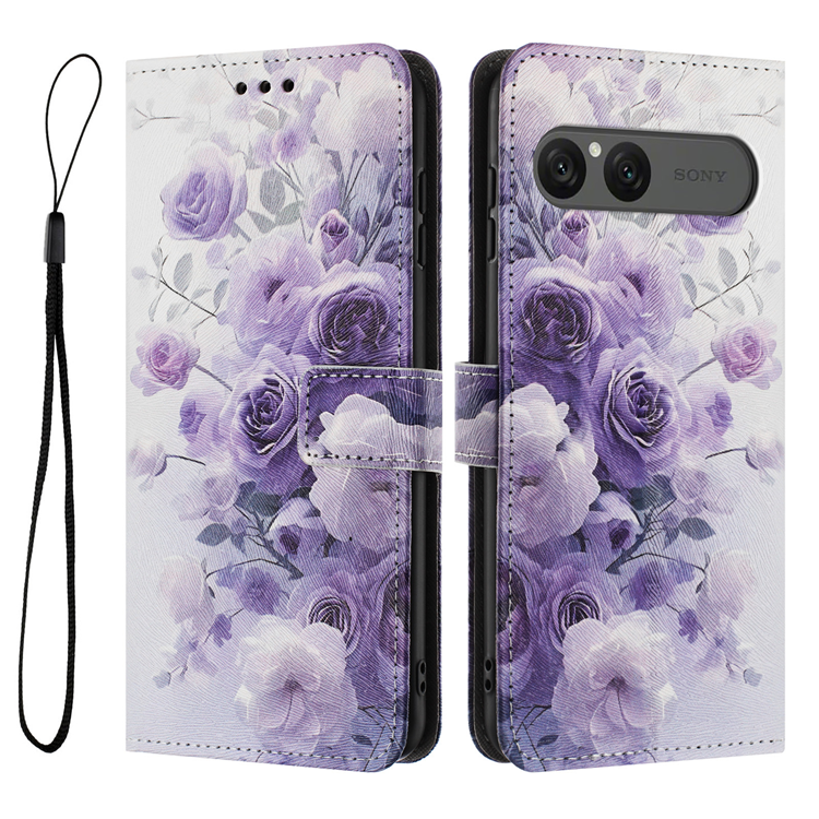Sony Xperia 10 VII Plånboksfodral Pattern Printing - Lila Rose | 2353 | AlltMobil