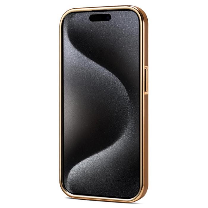 DENIOR - DENIOR Mobilskal till iPhone 15 Pro Anti-drop PC+TPU Äkta Läder Khaki