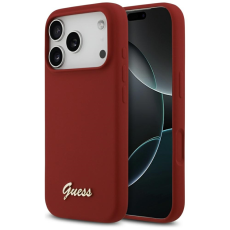 Guess - Guess iPhone 17 Pro Mobilskal Magsafe Script Metal Logo - Magenta