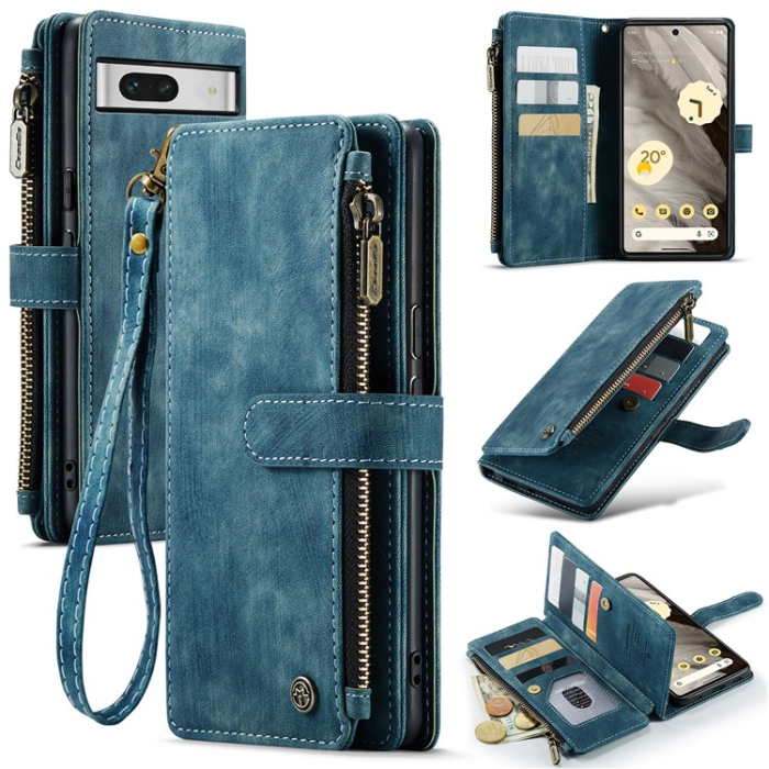 Caseme - CASEME Google Pixel 7A Plånboksfodral C30 Zipper - Blå