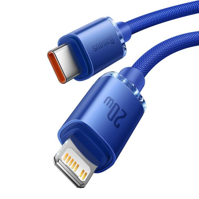 BASEUS - Baseus Crystal USB-C till Lightning kabel 20W 2m - Blå