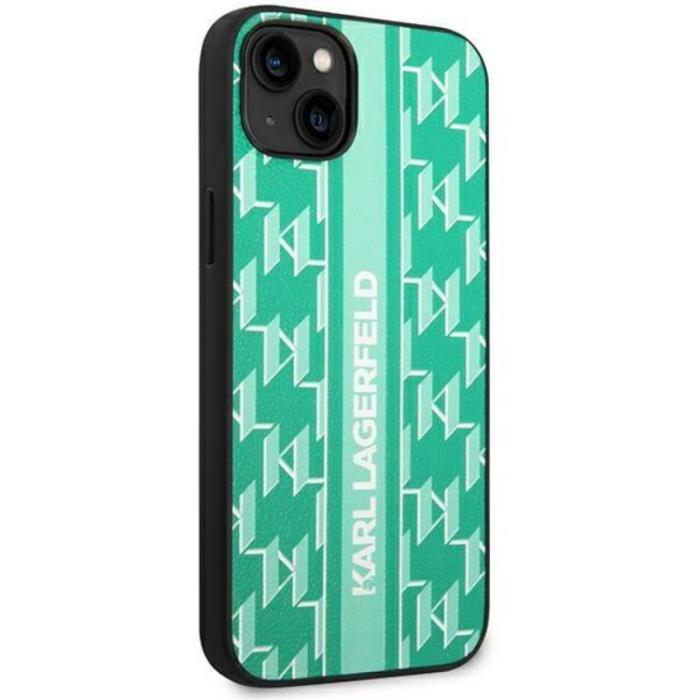 UTGATT1 - Karl Lagerfeld iPhone 14 Skal Monogram Stripe - Grön