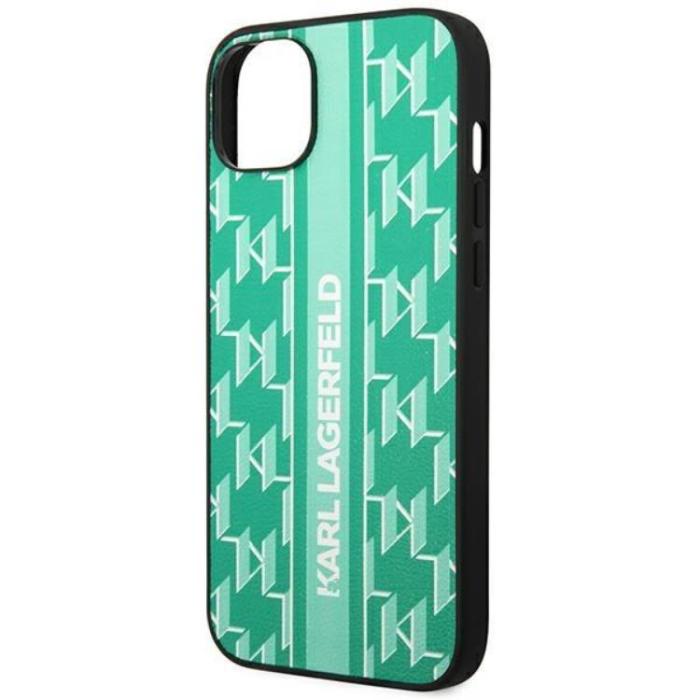 UTGATT1 - Karl Lagerfeld iPhone 14 Skal Monogram Stripe - Grön