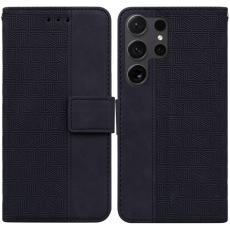 OEM - Pl&aring;nboksfodral f&ouml;r Samsung Galaxy S26 Ultra Konstl&auml;der med handledsrem - Svart