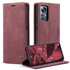Caseme - CASEME 013 Series Konstl&auml;der Pl&aring;nboksfodral f&ouml;r Xiaomi 12 5G - Vinr&ouml;d