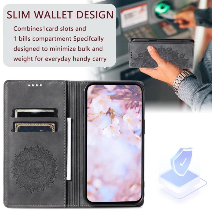 OEM - Mobilskal till Samsung Galaxy S26 Plus Magnetstängning Konstläder Mönster Grå