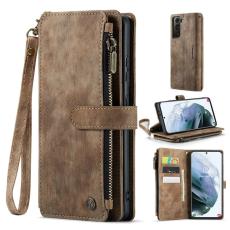 Caseme - CASEME Konstl&auml;der Pl&aring;nboksfodral f&ouml;r Samsung Galaxy S21+ 5G - Brun