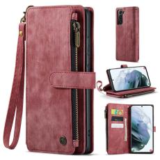 Caseme - CASEME Konstl&auml;der Pl&aring;nboksfodral f&ouml;r Samsung Galaxy S21+ 5G R&ouml;d
