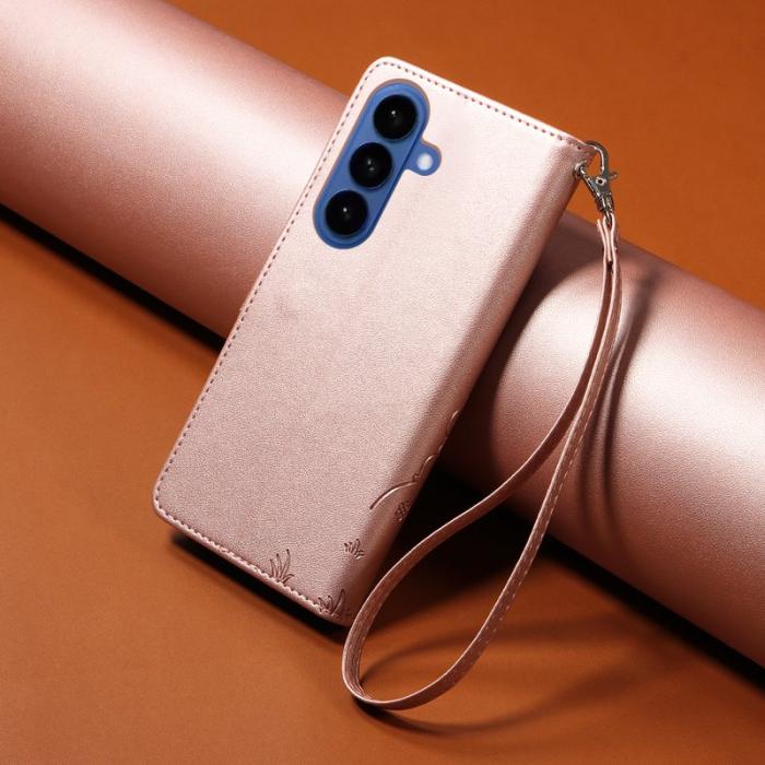OEM - Mobilskal till Samsung Galaxy S26 Plus RFID-Skydd KonstLäder Hundmönster - Rosa
