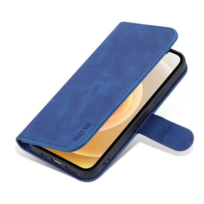 AZNS - AZNS iPhone 14 Plus Plånboksfodral Konstläder - Stöttålig - Blå