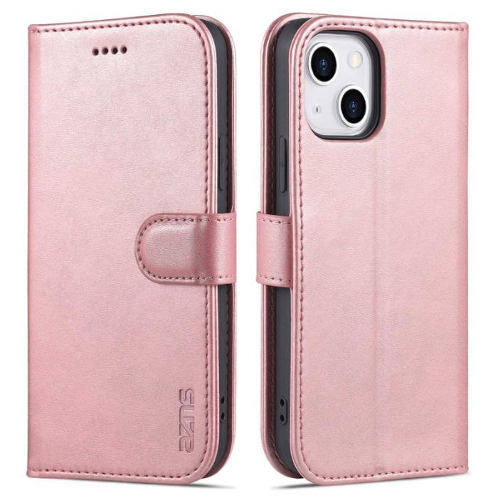 AZNS - AZNS iPhone 14 Plus Plånboksfodral Konstläder - Stöttålig - Roséguld