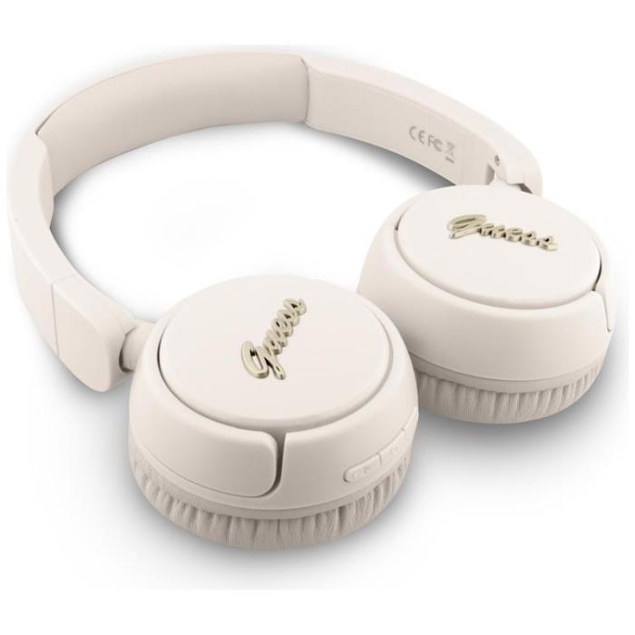 Guess - Guess Over-Ear Hörlurar Bluetooth 5.3 Metal Logo Script - Beige