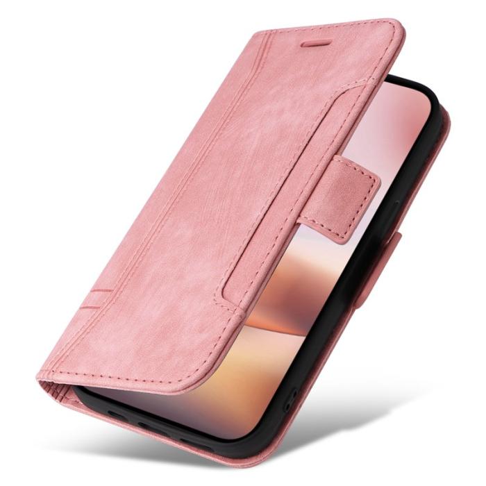 BETOPNICE - BETOPNICE 001 iPhone 16 Plus Plånboksfodral Ställ Card Slots Konstläder - Rosa