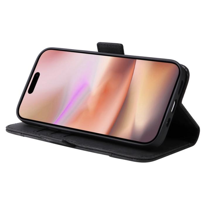 BETOPNICE - BETOPNICE 001 iPhone 16 Plus Plånboksfodral Ställ Card Slots Konstläder - Svart