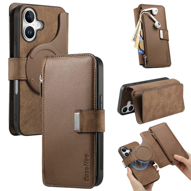 CASENEO MW-02 iPhone 17 Plånboksfodral Detachable Konstläder - Brun (Brun) | 2353 | AlltMobil
