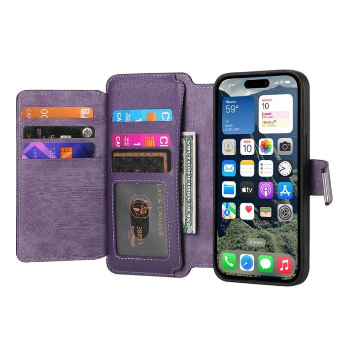 CASENEO - CASENEO MW-02 iPhone 17 Plånboksfodral Detachable Konstläder - Lila