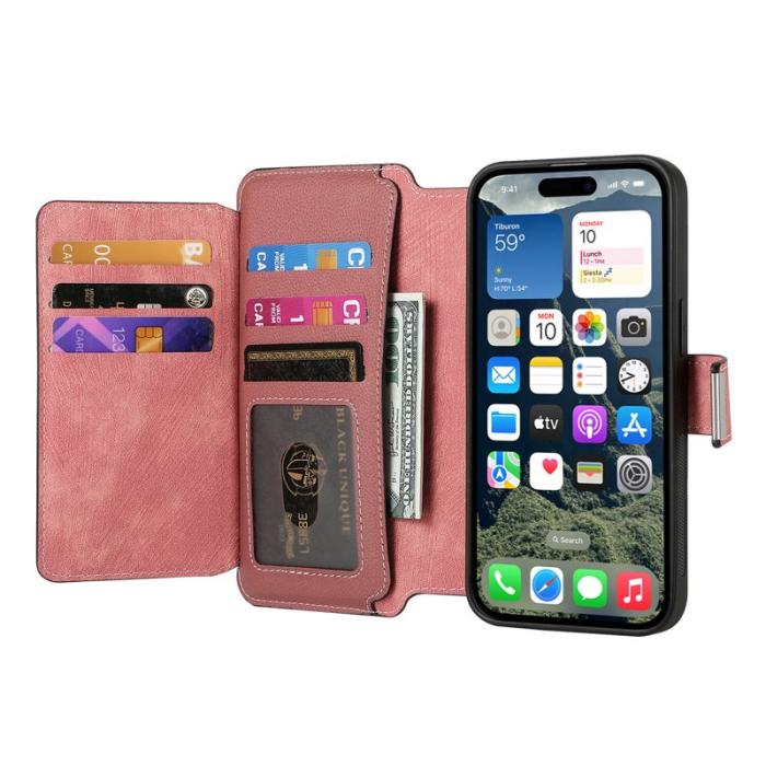 CASENEO - CASENEO MW-02 iPhone 17 Plånboksfodral Detachable Konstläder - Rosa