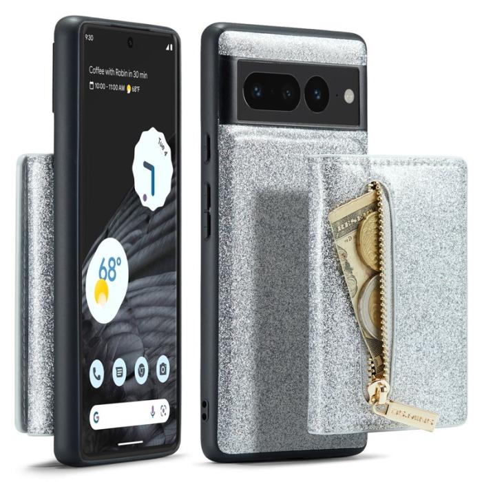 DG.MING - DG.MING M3 Series Konstläder Plånboksfodral för Google Pixel 7 Pro 5G Silver