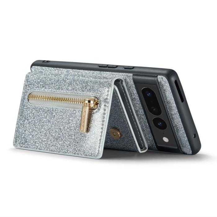 DG.MING - DG.MING M3 Series Konstläder Plånboksfodral för Google Pixel 7 Pro 5G Silver