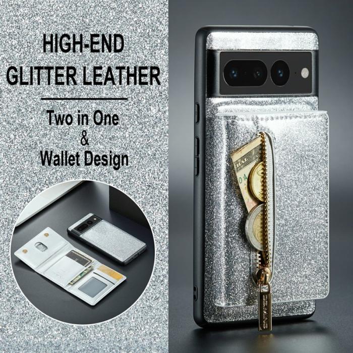 DG.MING - DG.MING M3 Series Konstläder Plånboksfodral för Google Pixel 7 Pro 5G Silver