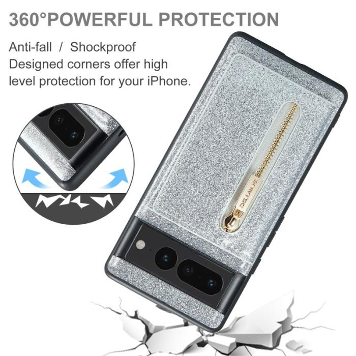 DG.MING - DG.MING M3 Series Konstläder Plånboksfodral för Google Pixel 7 Pro 5G Silver