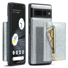 DG.MING - DG.MING M3 Series Konstl&auml;der Pl&aring;nboksfodral f&ouml;r Google Pixel 7 Pro 5G Silver